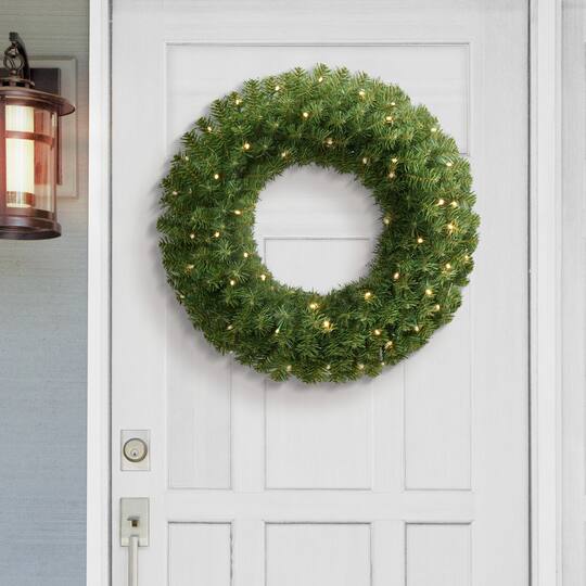 24" Pre-Lit Artificial Christmas Wreath